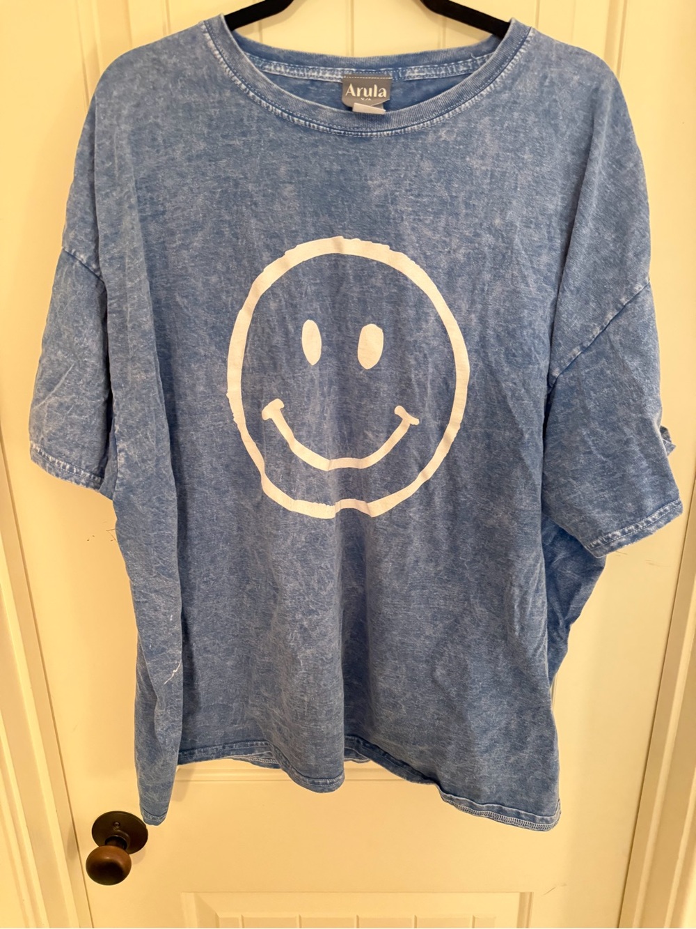 ARULA Blue Graphic Tee with White Print